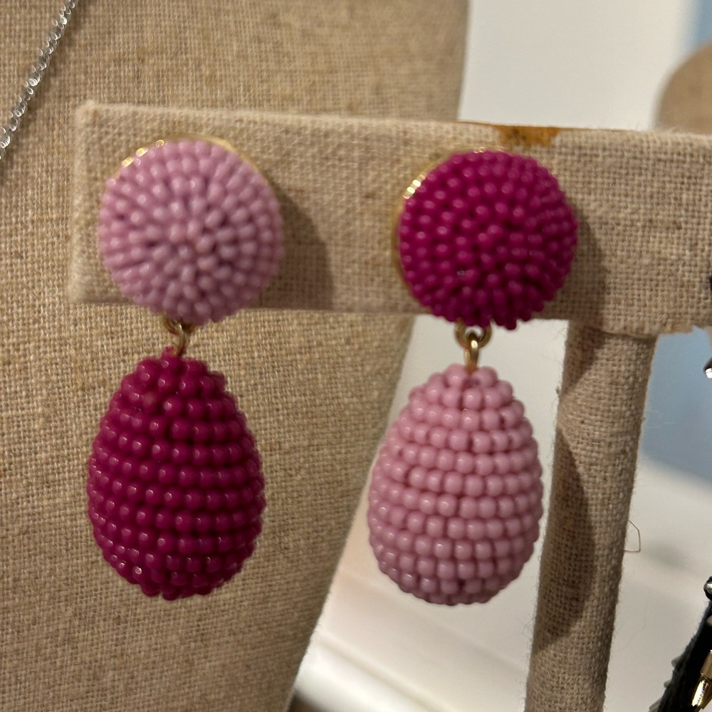 Stella&Dot Hand Beaded Asymmetrical Drop Earrings - Like New/Display Only